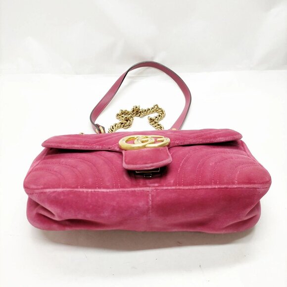 Authentic Gucci Pink Suede Leather Shoulder Bag mon832-110525 - Picture 5 of 16